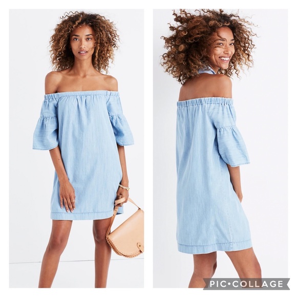 EUC Madewell Denim Azalea Off-the-Shoulder Dress - Picture 1 of 10
